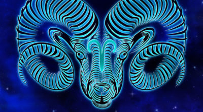 picture of horned sheep zodiac in the a starry sky