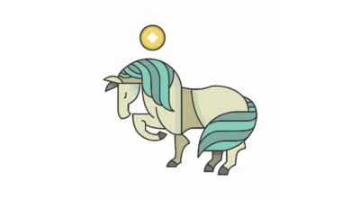 image of horse zodiac sign with one leg up and sun over its head