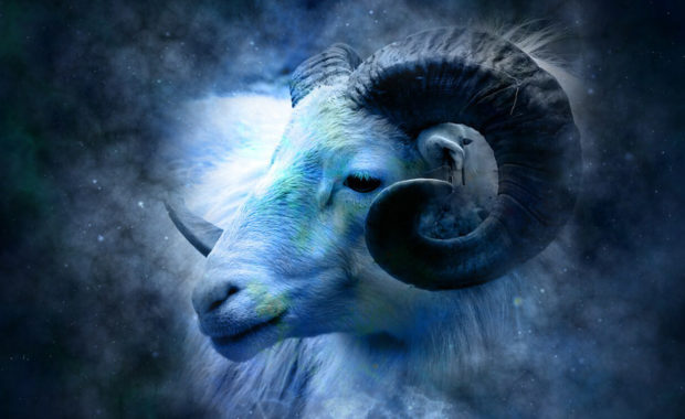 image of sheep zodiac in a blue sky
