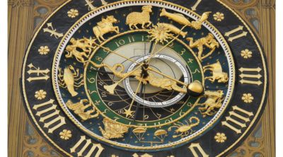 image of black and gold zodiac clock